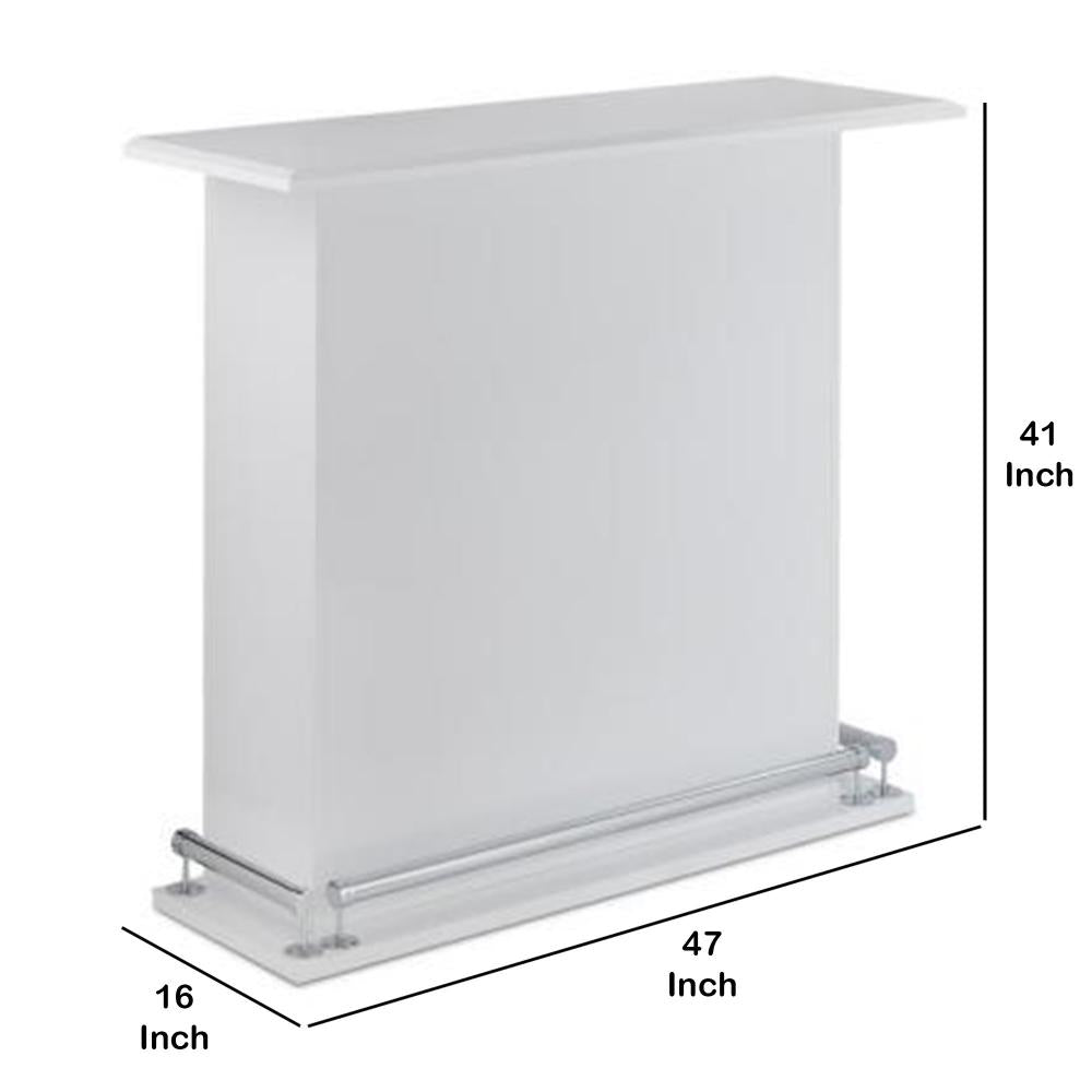 41 Inch Rectangular Wooden Bar Table with Storage, White - BM157252