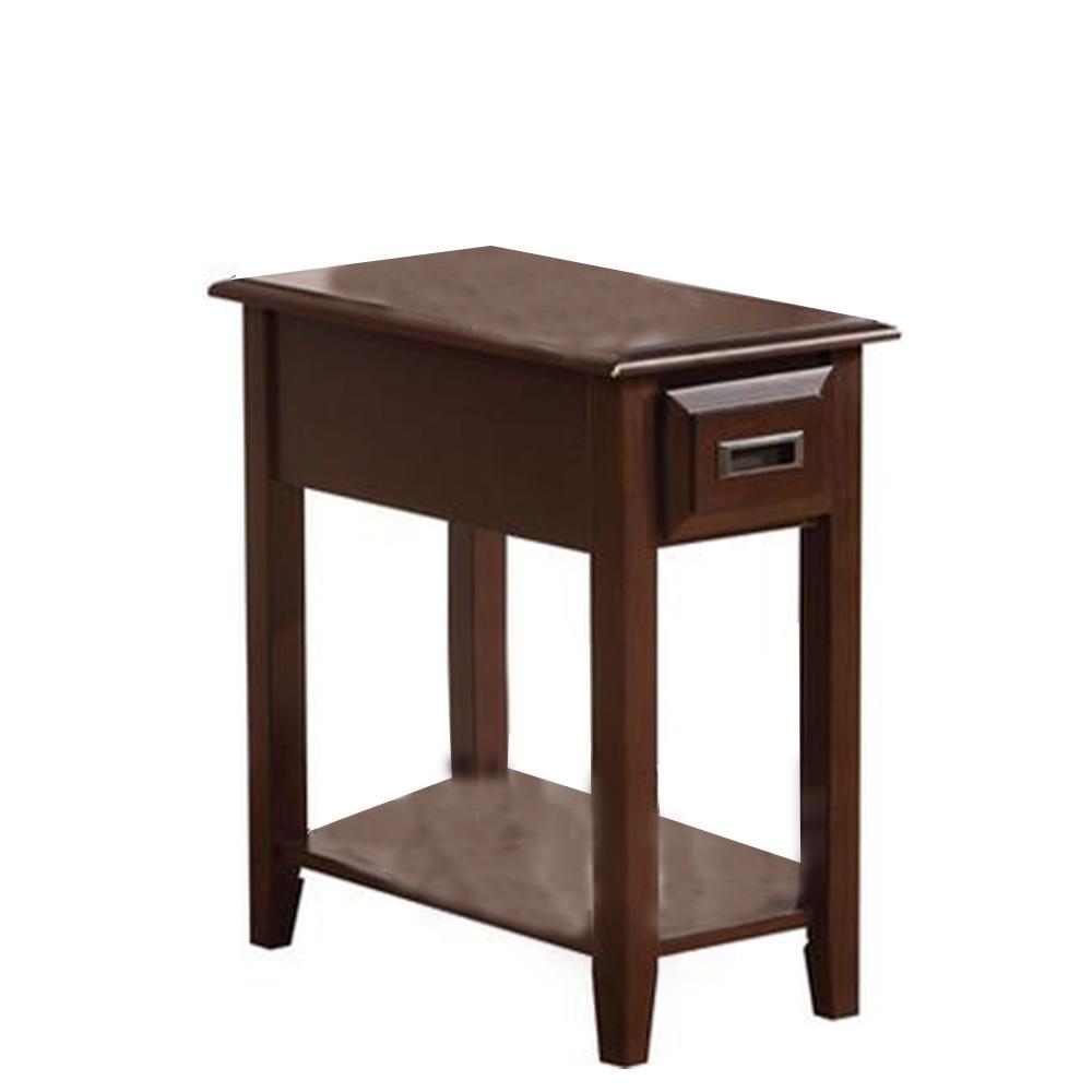 23" Rectangular Wooden Side Table with 1 Drawer, Brown - BM157271