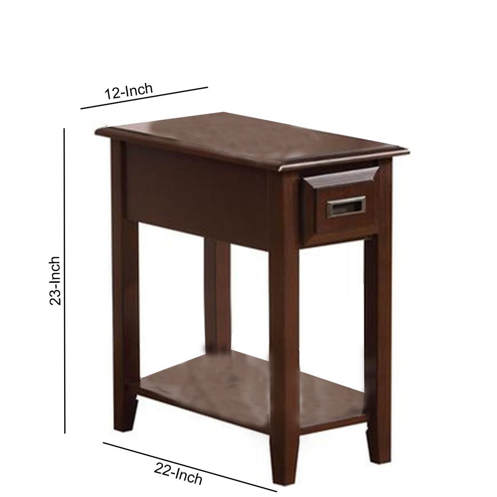 23" Rectangular Wooden Side Table with 1 Drawer, Brown - BM157271