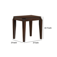 22.5 Inch Wood End Table with Beveled Tapered Legs, Brown - BM186266