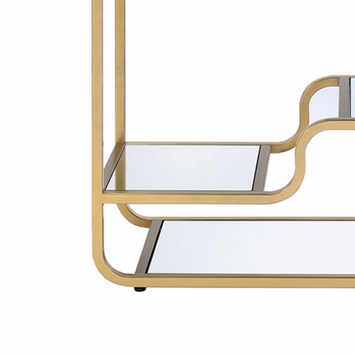 31 Inch Metal Frame Mirrored Sofa Table, Gold and Silver - BM193832