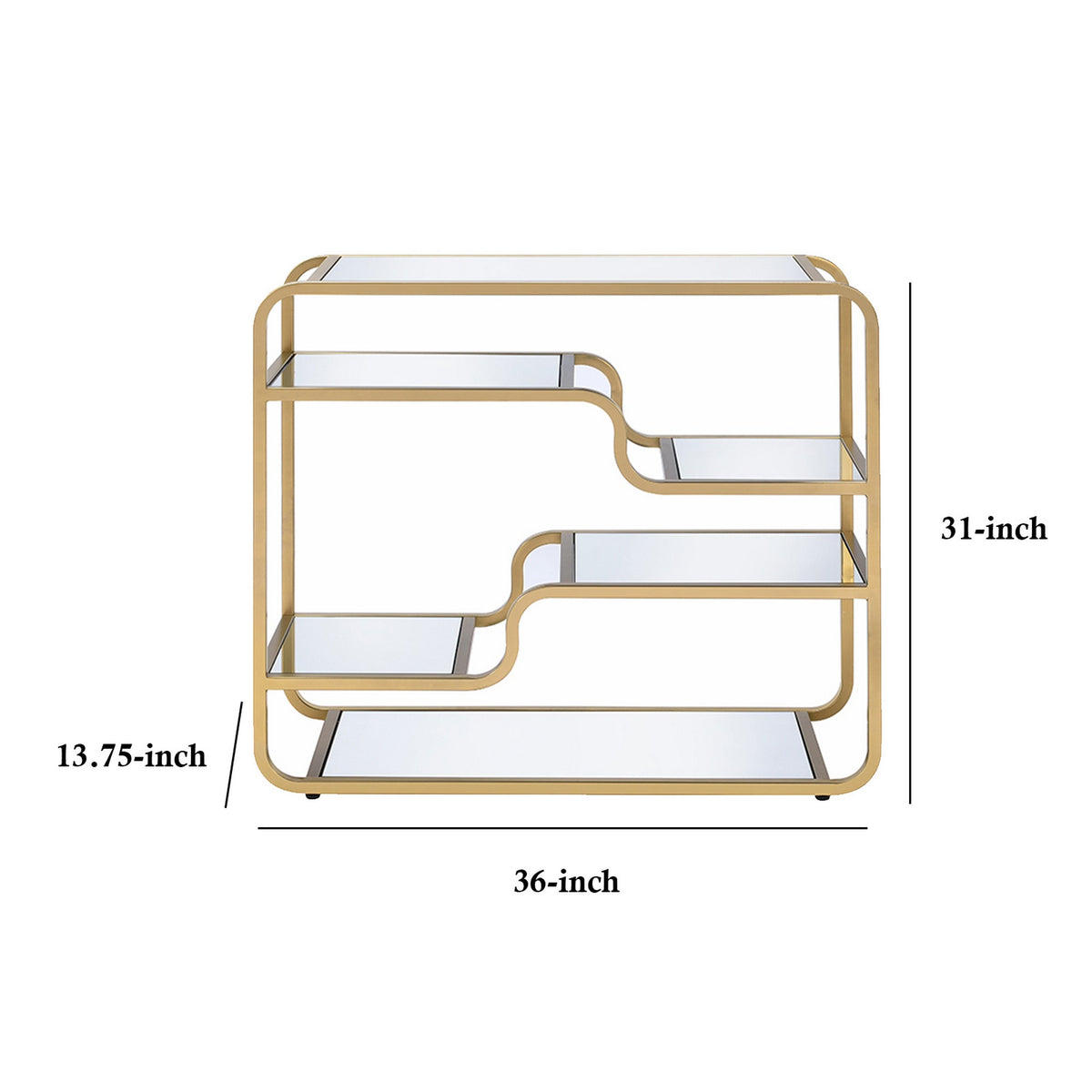 31 Inch Metal Frame Mirrored Sofa Table, Gold and Silver - BM193832