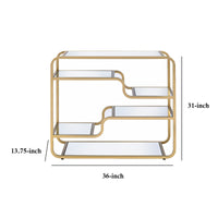 31 Inch Metal Frame Mirrored Sofa Table, Gold and Silver - BM193832