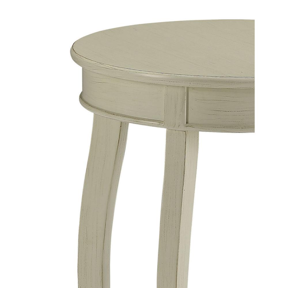 24 Inch Round Side Table with Open Bottom Shelf, White - BM157288