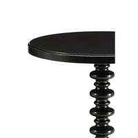 22 Inch Round Wooden Side Table with Turned Base, Black - BM157293