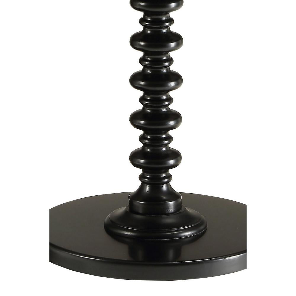 22 Inch Round Wooden Side Table with Turned Base, Black - BM157293