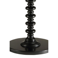 22 Inch Round Wooden Side Table with Turned Base, Black - BM157293