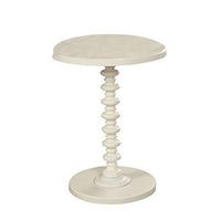 22 Inch Round Wooden Side Table with Turned Base, White - BM157294