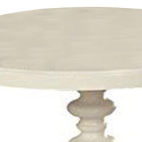 22 Inch Round Wooden Side Table with Turned Base, White - BM157294
