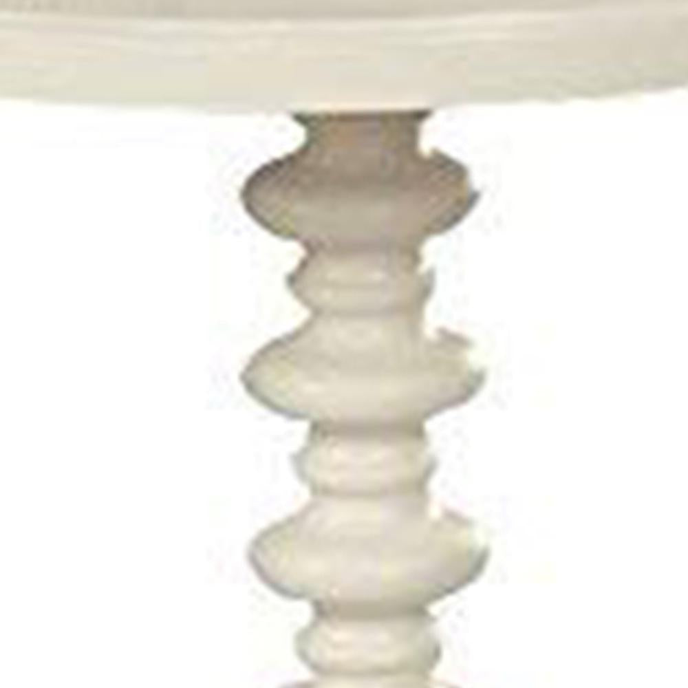 22 Inch Round Wooden Side Table with Turned Base, White - BM157294