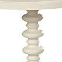 22 Inch Round Wooden Side Table with Turned Base, White - BM157294