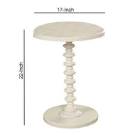 22 Inch Round Wooden Side Table with Turned Base, White - BM157294