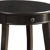 1 Drawer Round Shape Wooden End Table with Cabriole Legs, Espresso Brown - BM154574