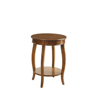 1 Drawer Round Shape Wooden End Table with Cabriole Legs, Walnut Brown - BM154575