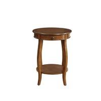1 Drawer Round Shape Wooden End Table with Cabriole Legs, Walnut Brown - BM154575
