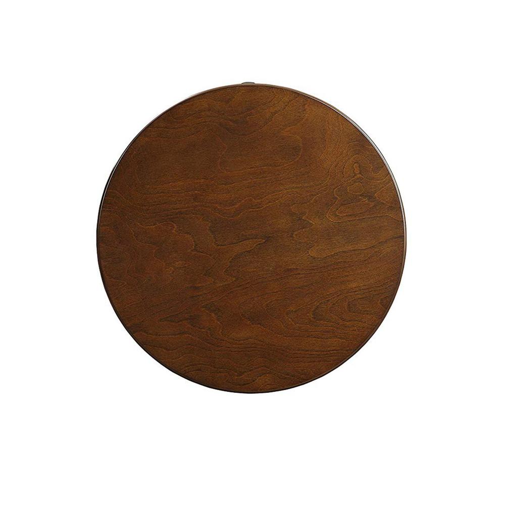 1 Drawer Round Shape Wooden End Table with Cabriole Legs, Walnut Brown - BM154575