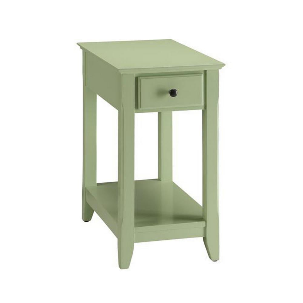 23" Rectangular Wooden Side Table with 1 Drawer, Green - BM157303