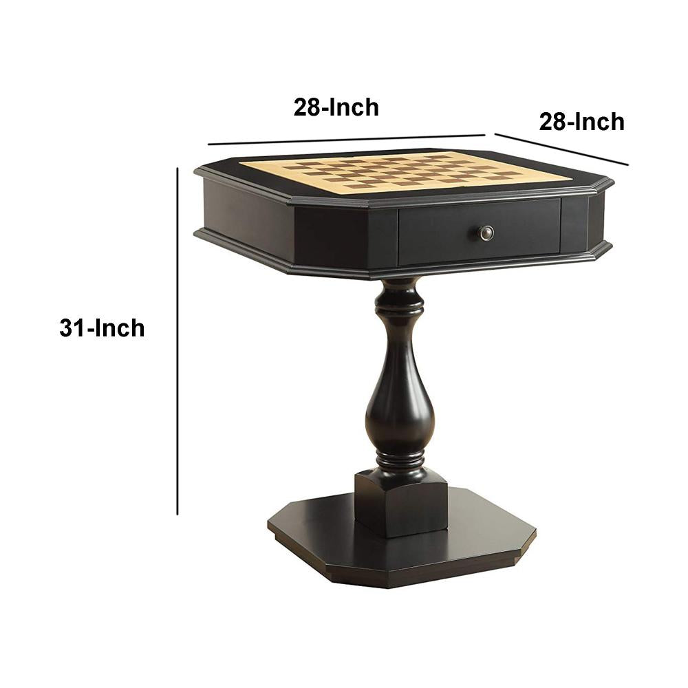 31 Inch Chess Game Table With Clipped Corners, Brown - BM157306