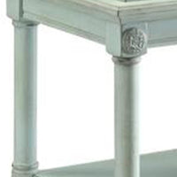 32 Inch 2 Tier Wooden Tray Table with Casters, Antique Gray - BM157308