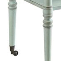 32 Inch 2 Tier Wooden Tray Table with Casters, Antique Gray - BM157308