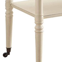 32 Inch 2 Tier Wooden Tray Table with Casters, Antique White - BM157309