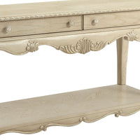 30 Inch 2 Drawer Console Table with Bottom Shelf, Antique White - BM191258