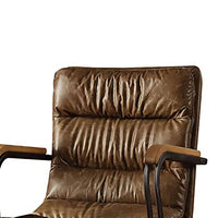 Metal & Leather Executive Office Chair, Vintage Whiskey Brown - BM163668