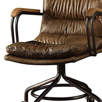Metal & Leather Executive Office Chair, Vintage Whiskey Brown - BM163668