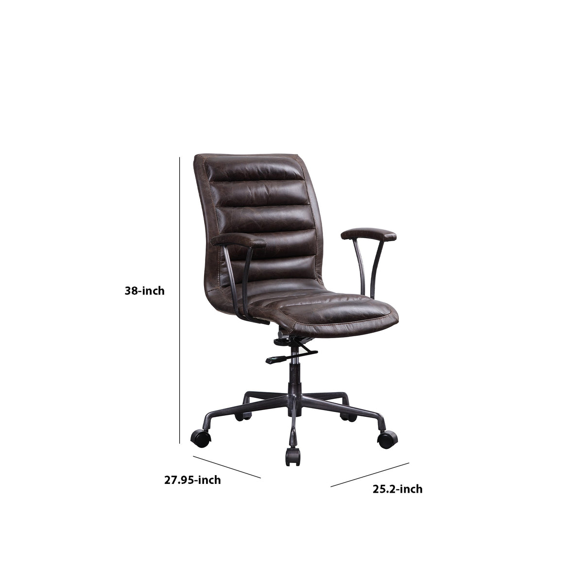 Swivel Adjustable Leatherette Executive Office Chair, Brown - BM194320