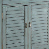 2 Shutter Door Cabinet Wooden Console Table with Tapered Legs, Antique Blue - BM154263