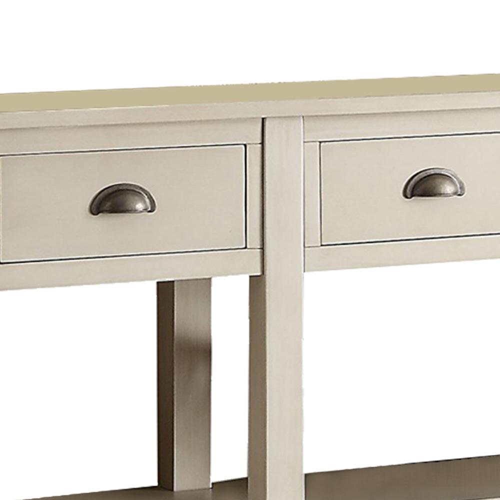 Wooden Console Table with 4 Drawers and 2 Shelves, Cream - BM154264