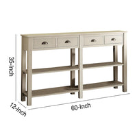 Wooden Console Table with 4 Drawers and 2 Shelves, Cream - BM154264