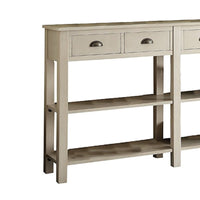 35 Inch Wooden Console Table with 4 Drawers and 2 Shelves, Cream - BM186297