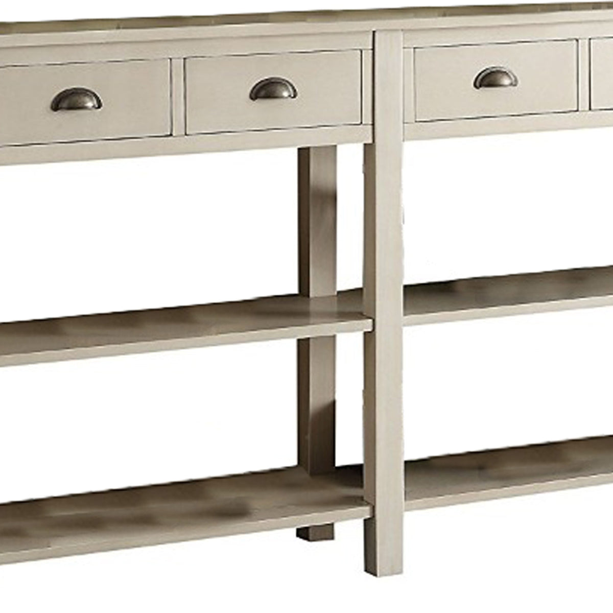 35 Inch Wooden Console Table with 4 Drawers and 2 Shelves, Cream - BM186297