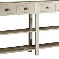 35 Inch Wooden Console Table with 4 Drawers and 2 Shelves, Cream - BM186297
