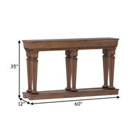 BM186298 Wooden Console Table with One Bottom Shelf, Oak Brown