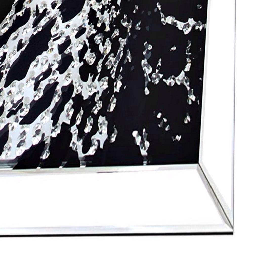 32'' Leopard Design Wall Decor with Faux Crystal Inlay, Silver - BM184757