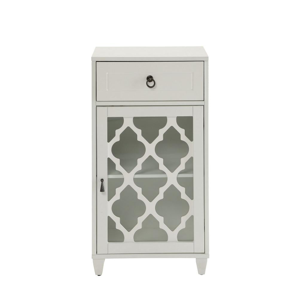 33 inch Wooden Accent Cabinet with 1 Drawer, White - BM157336