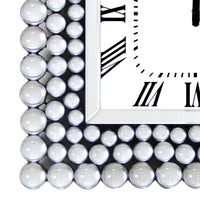 20 Inch Mirrored Wall Clock with Jeweled Accents, Silver - BM184771