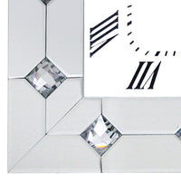 Mirrored Wall Clock with Faux Rhinestones Inlay, White - BM184773