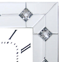 Mirrored Wall Clock with Faux Rhinestones Inlay, White - BM184773