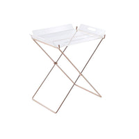 22 Inch Acrylic Tray Table with X Metal Base, Copper - BM157340