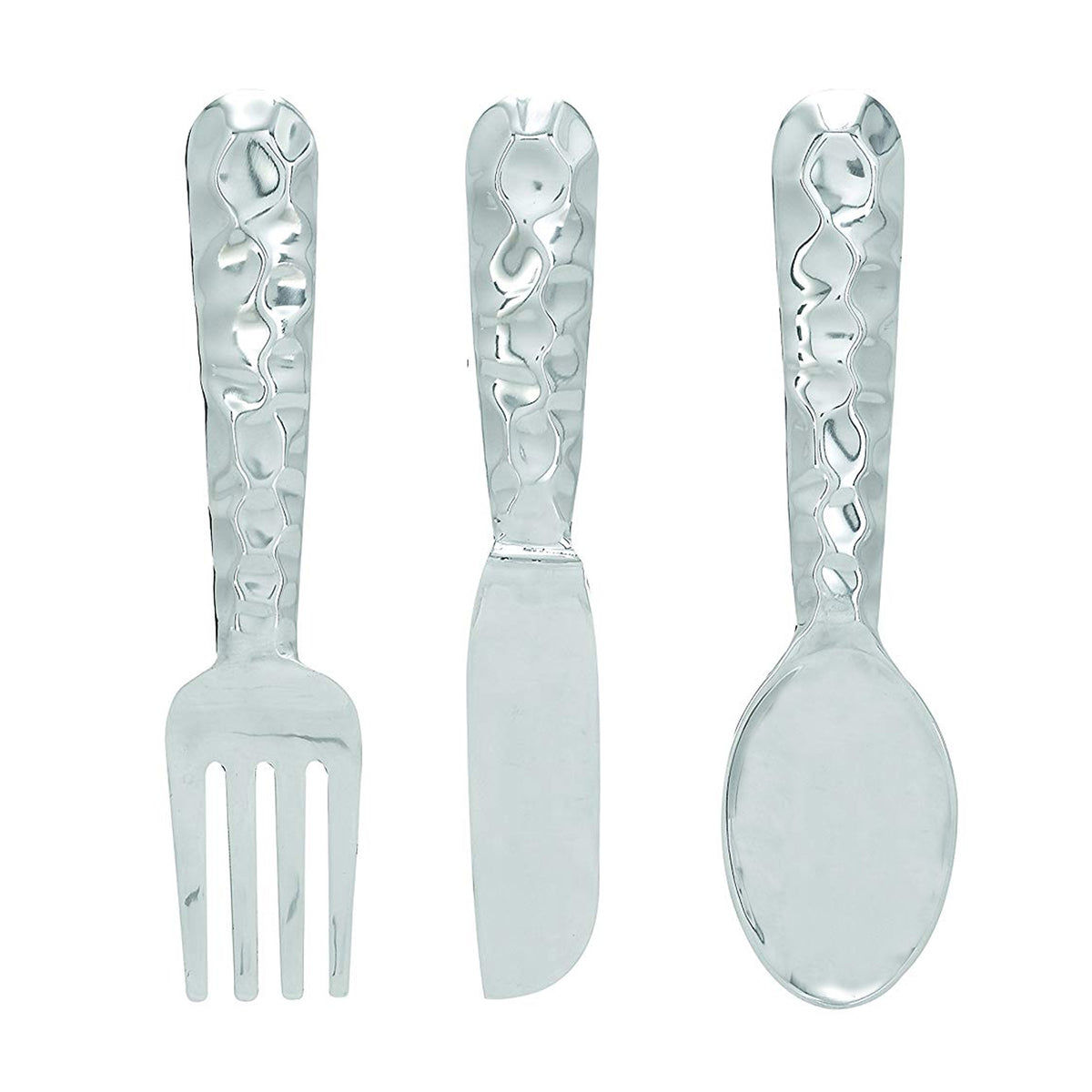 Artistic Cutlery Wall Decor In Metal, Set of Three, Silver - BM01021