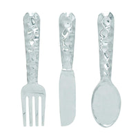 Artistic Cutlery Wall Decor In Metal, Set of Three, Silver - BM01021