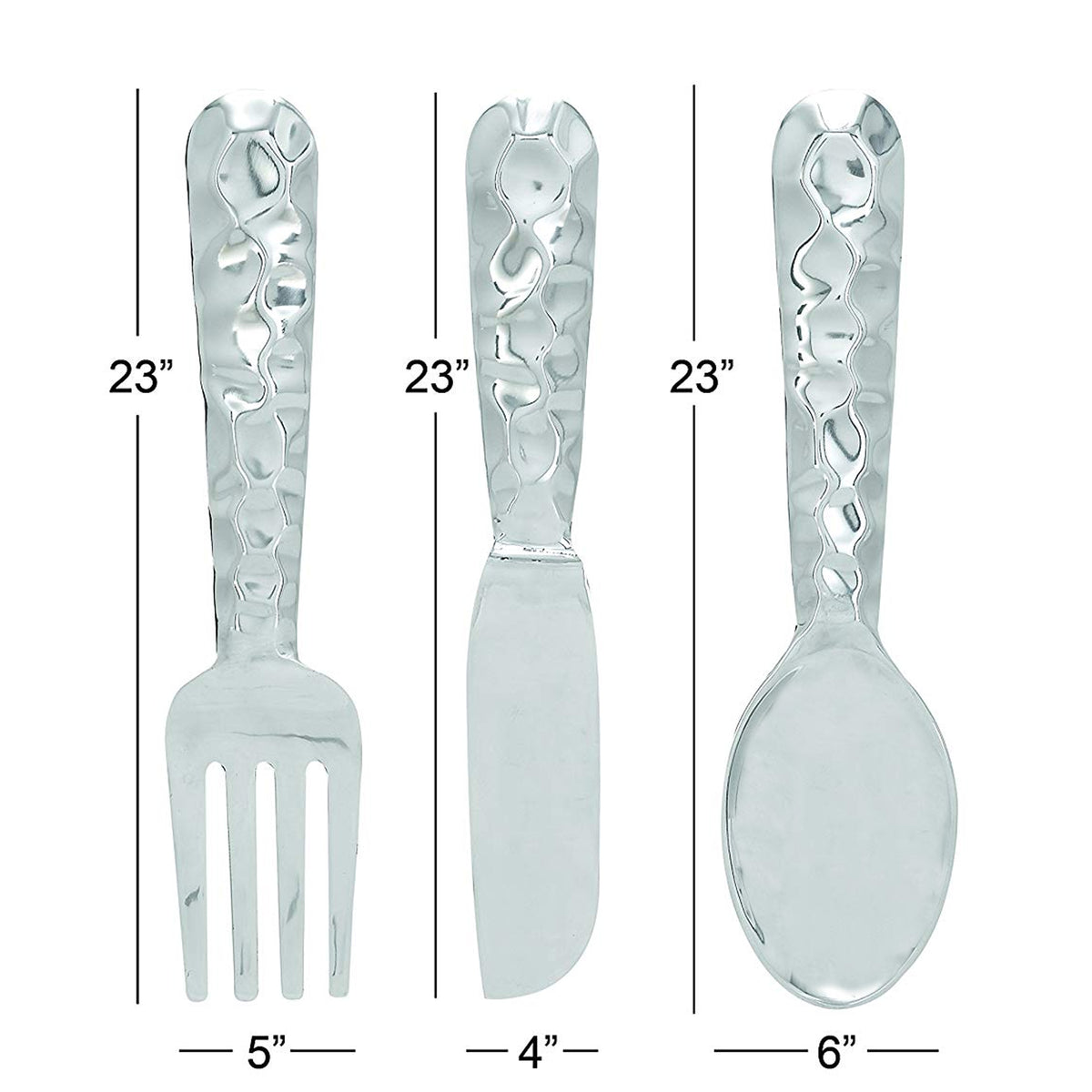 Artistic Cutlery Wall Decor In Metal, Set of Three, Silver - BM01021