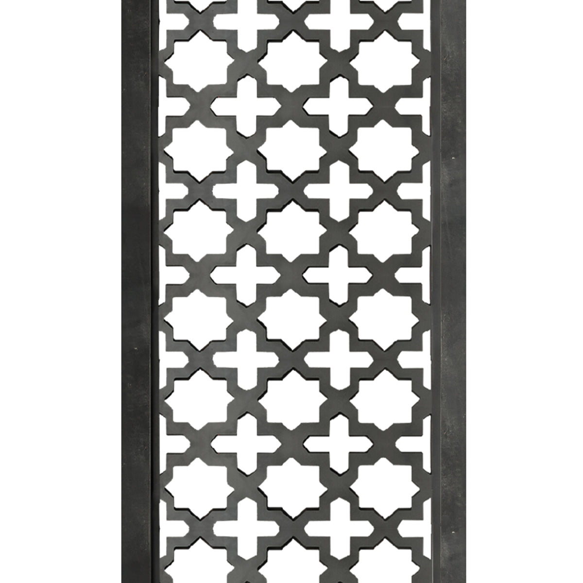 Rectangular Mango Wood Wall Panel with Cutout Lattice Pattern, Burnt Black - BM01888