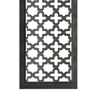Rectangular Mango Wood Wall Panel with Cutout Lattice Pattern, Burnt Black - BM01888