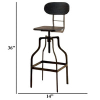 Isla Industrial Style Wooden Swivel Bar Stool With Curved Metal Base, Gray - BM119852