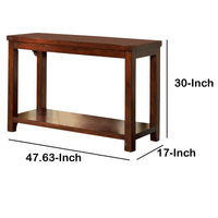 Transitional Rectangular Wooden Sofa Table with Bottom Shelf, Cherry Brown - BM122891