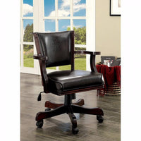 Leatherette Arm Chair with Swivel and Adjustable Height Mechanism, Brown - BM123168